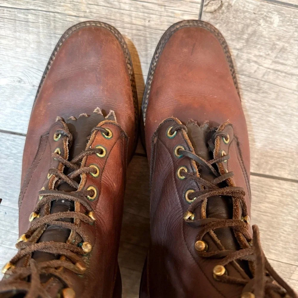 Vintage Heritage Leather Packer Style Vibram‎ Workwear Western Boots Men 12B